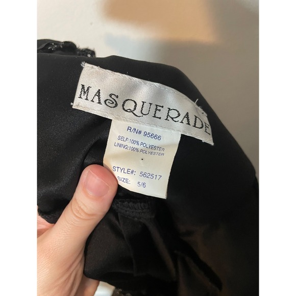 Masquerade y2K Whimsygoth Goth Fairy Black Lace Sequin Cocktail Dress Size 5/6 - Picture 4 of 6